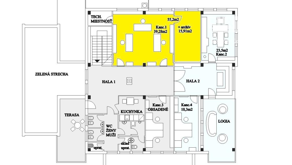 Veľká kancelária na prenájom  55,2 m2 s archívom ul. Jarmočná