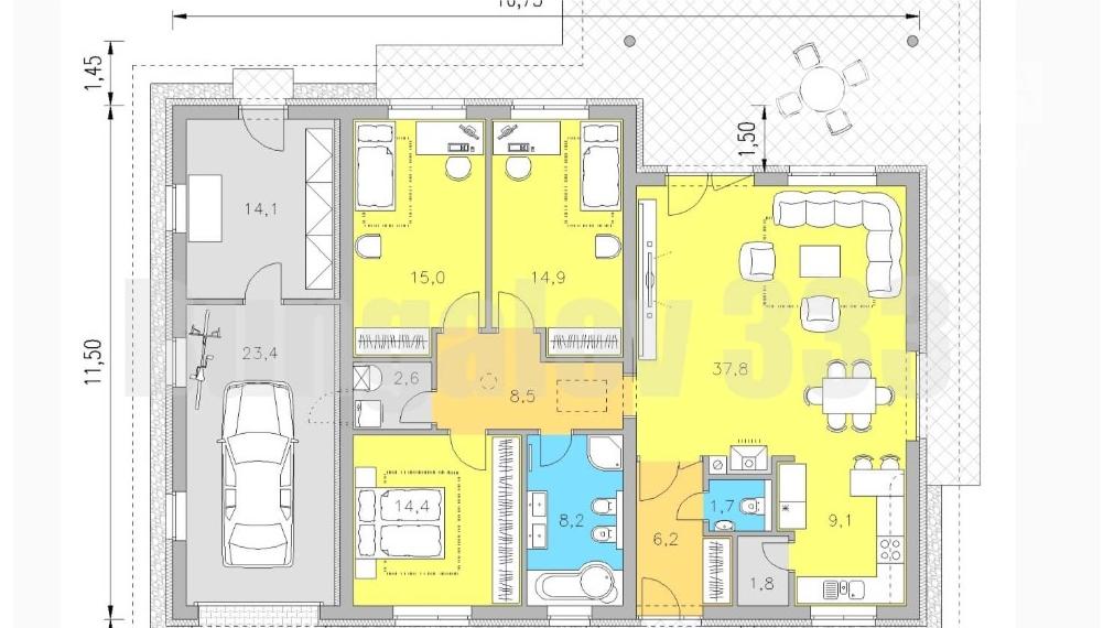 4 izbový bungalov, 600m2, Vinosady okres Pezinok