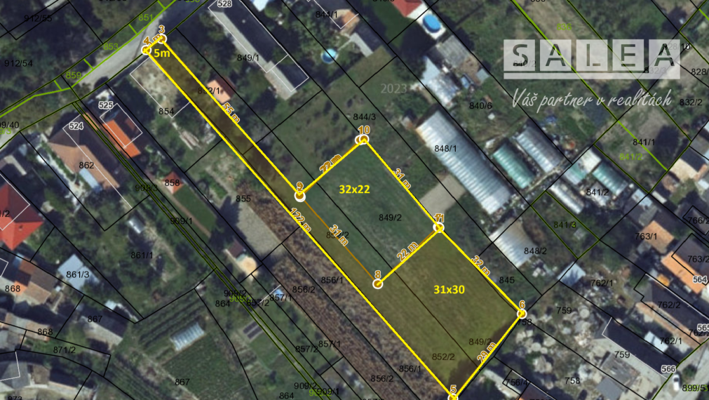 Stavebný dvoj pozemok 1 738 m² v Dolných Salibách