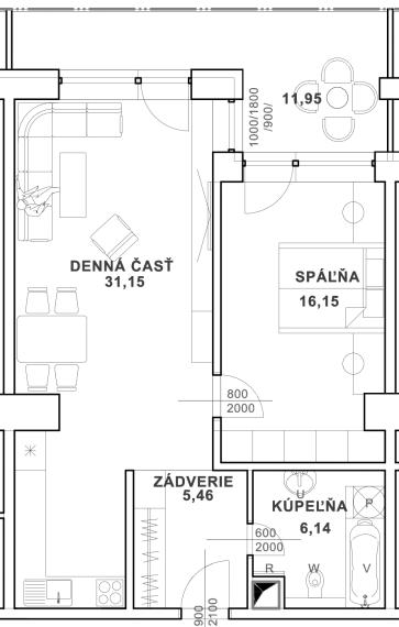 NOVOSTAVBA 2-IZBOVÉHO BYTU S VEĽKÝM BALKÓNOM, 72m2, ŽILINA
