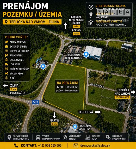 PRENÁJOM STRATEGICKÉHO POZEMKU – TEPLIČKA NAD VÁHOM - ŽILINA