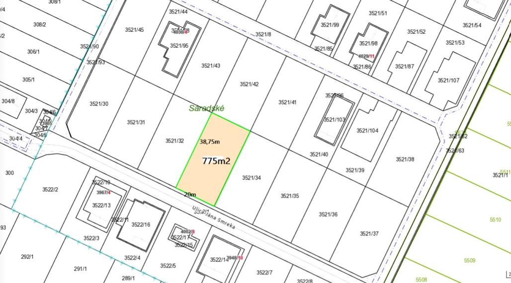 Stavebný pozemok, 775m2, IS siete na pozemku, Zlaté Moravce