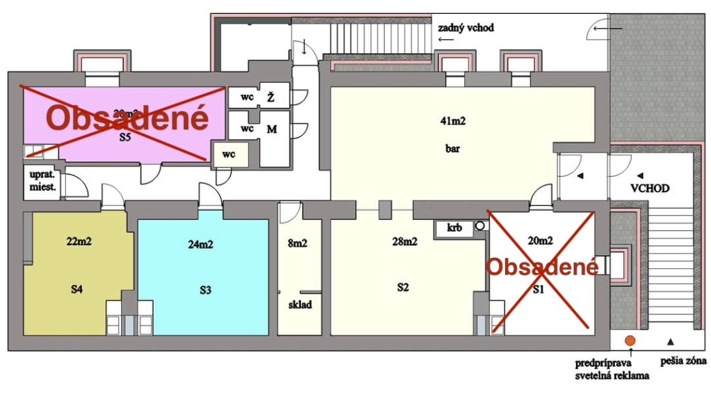 Prenájom pre pestrú ponuku služieb pešia zóna Šaľa 200 m2 alebo po miestnostiach
