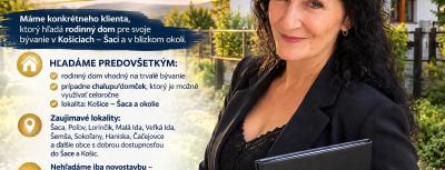 HĽADÁME RODINNÝ DOM V ŠACI A OKOLÍ PRE KONKRÉTNEHO KLIENTA