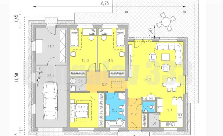 4 izbový bungalov, garáž, 600m2, Vinosady okres Pezinok - fotografia 18