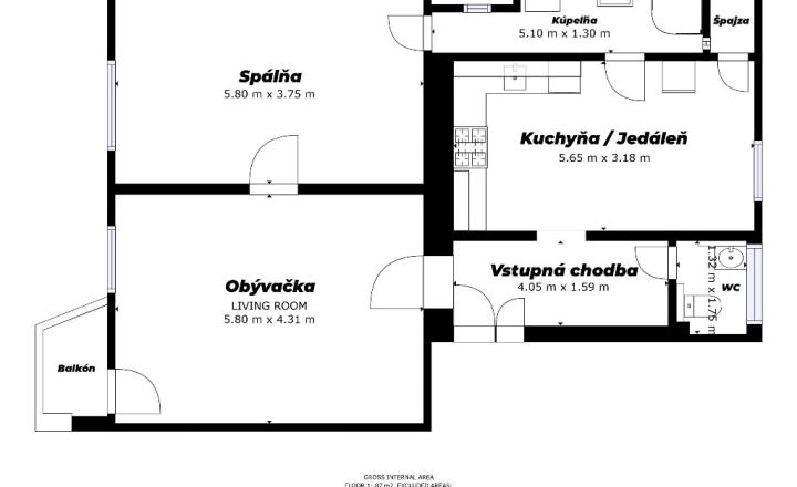STAROMESTSKÝ 2-IZBOVÝ BYT S BALKÓNOM, 87m2, ŽILINA - CENTRUM - fotografia 14