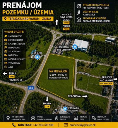 PRENÁJOM STRATEGICKÉHO POZEMKU – TEPLIČKA NAD VÁHOM - ŽILINA - fotografia 1